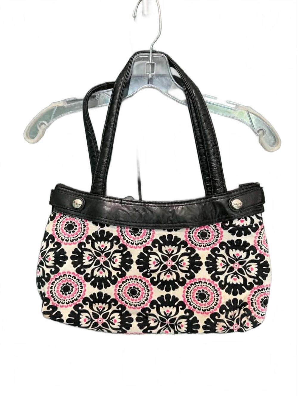 Thirty One Bags Black and Pink Patterned Handbag